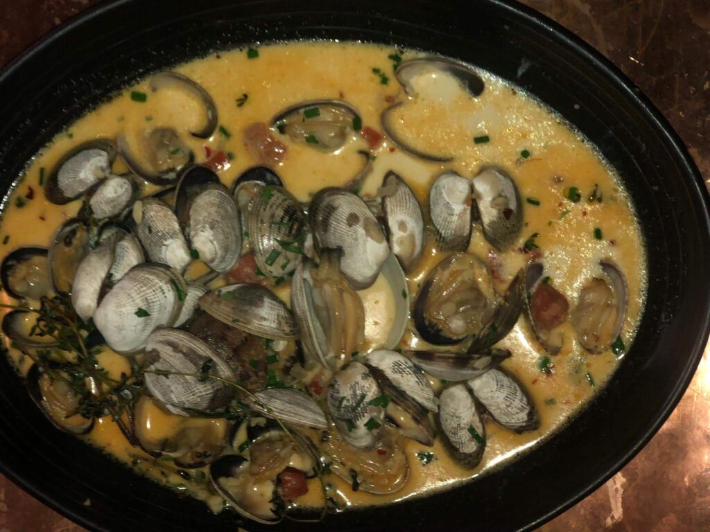 Pepata di Vongole, Prosecco e Panna